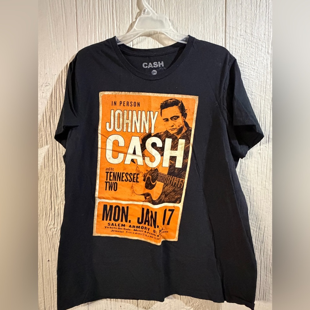 Johnny Cash Black Tee with Orange Graphic
